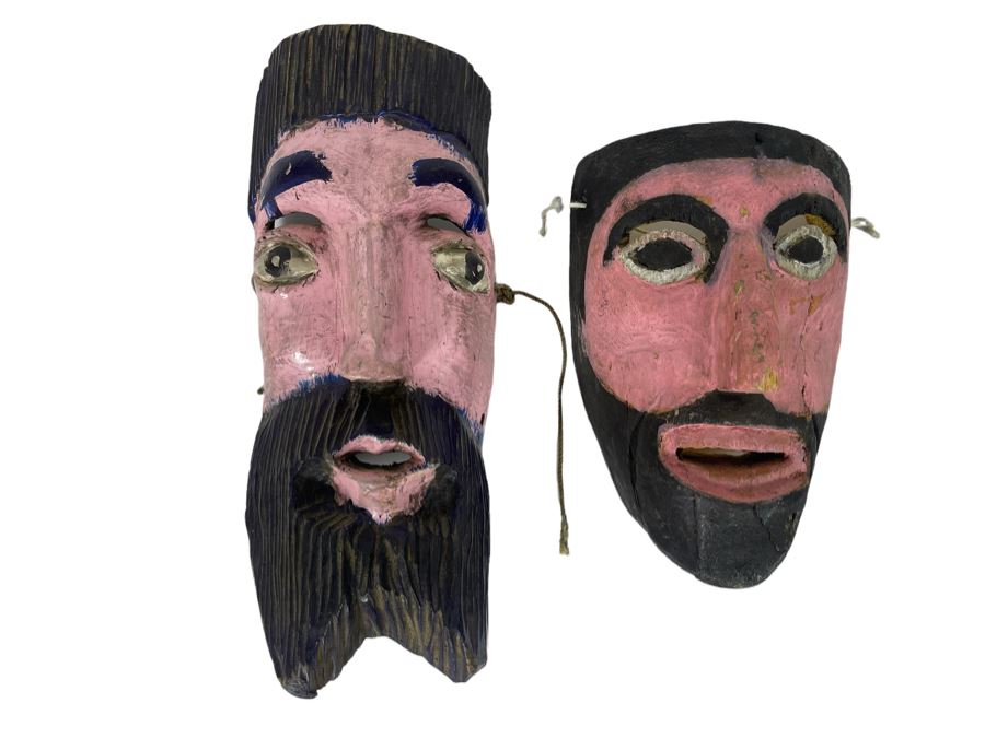 Pair Of Wooden Handmade Masks [Photo 1]