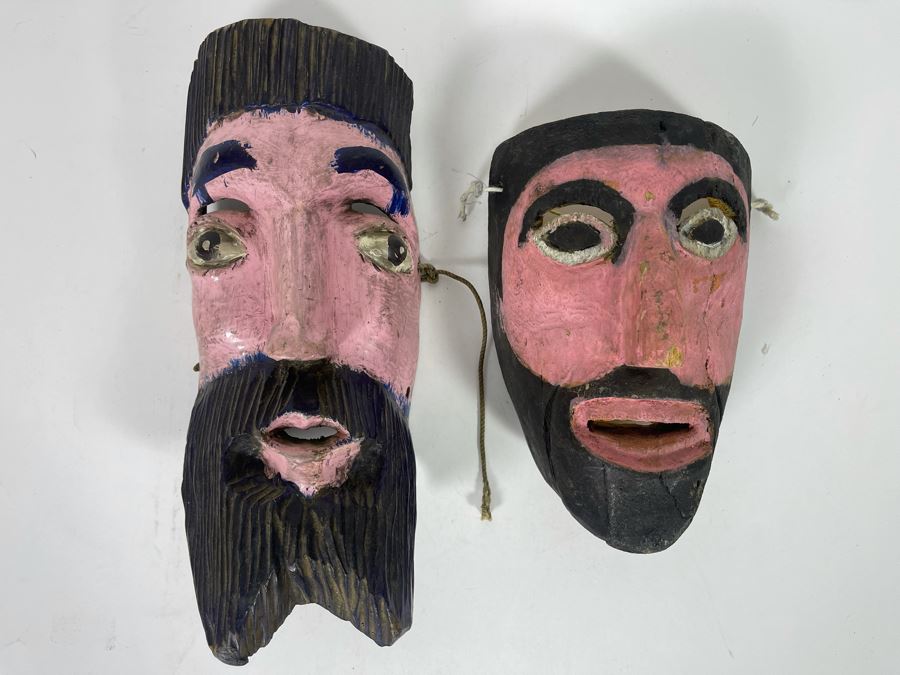 Pair Of Wooden Handmade Masks [Photo 3]