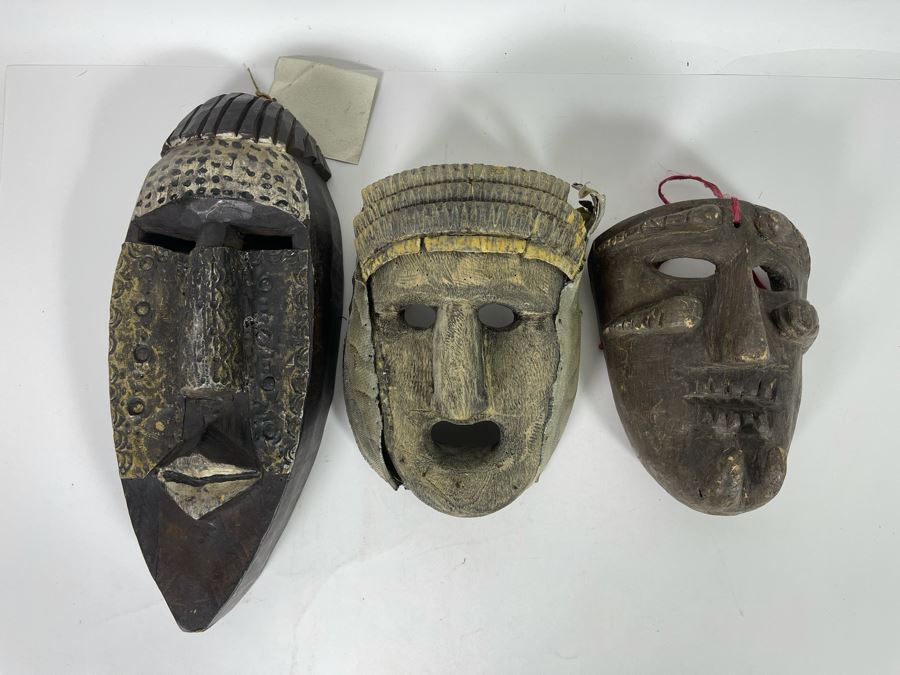 (3) Wooden Handmade Ethnic Masks [Photo 3]