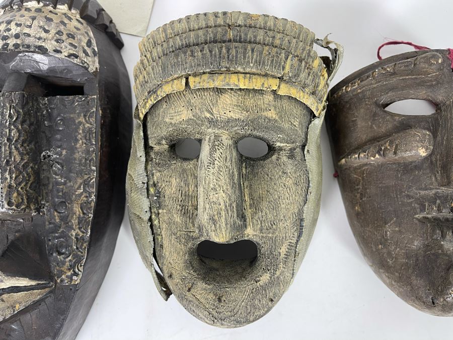 (3) Wooden Handmade Ethnic Masks [Photo 5]