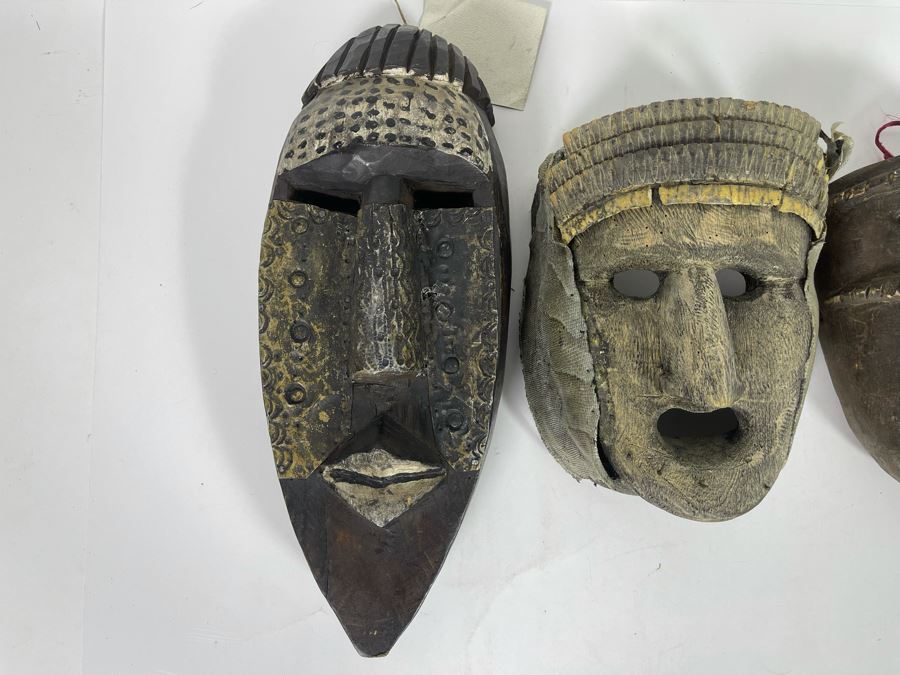 (3) Wooden Handmade Ethnic Masks [Photo 6]