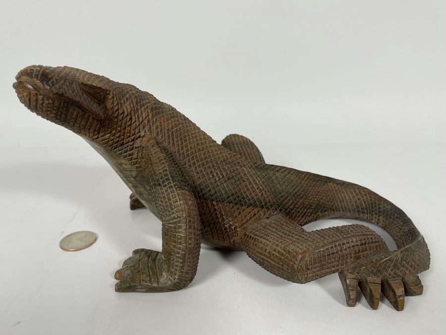 Handcarved Wooden Lizard Sculpture 8W X 5H [Photo 3]