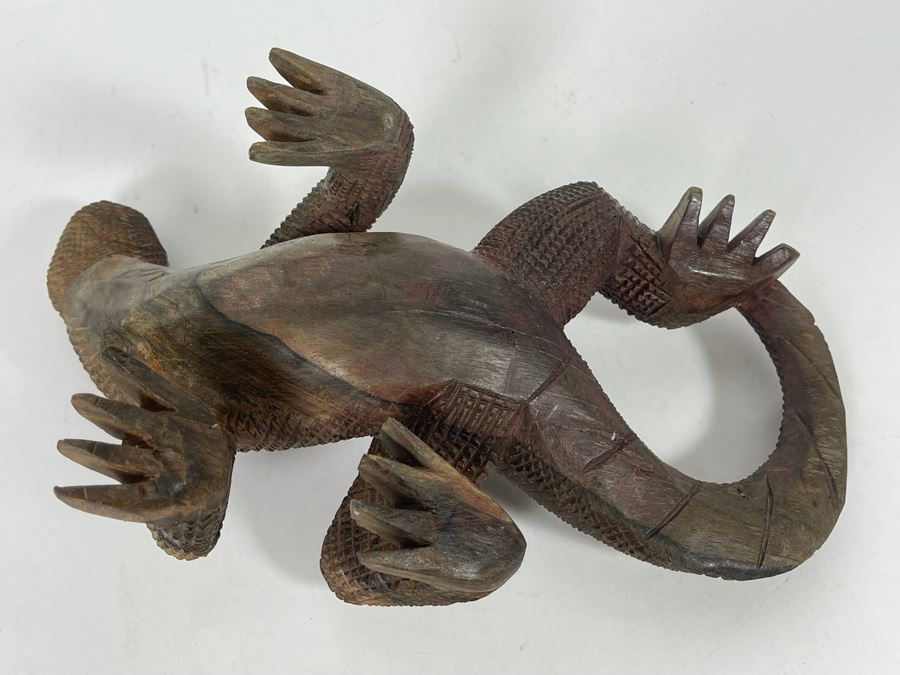 Handcarved Wooden Lizard Sculpture 8W X 5H [Photo 9]