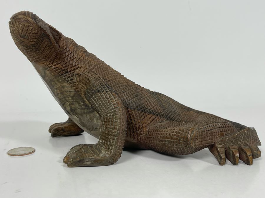 Handcarved Wooden Lizard Sculpture 8W X 5H [Photo 5]
