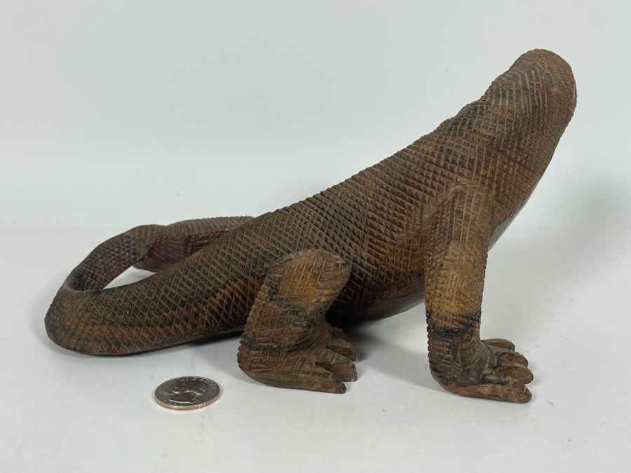 Handcarved Wooden Lizard Sculpture 8W X 5H [Photo 7]