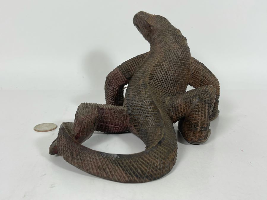 Handcarved Wooden Lizard Sculpture 8W X 5H [Photo 8]