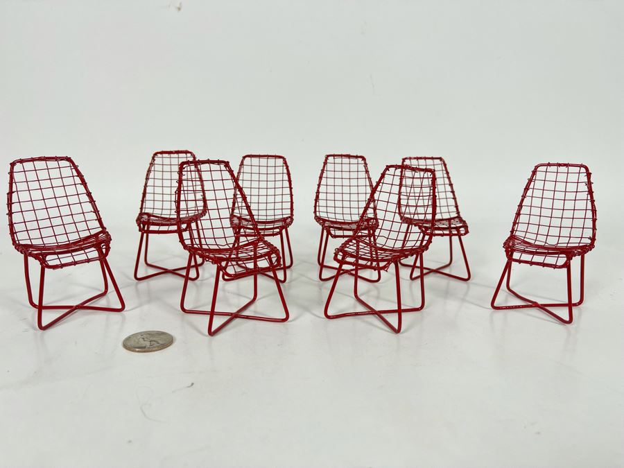 Set Of Eight Miniature Decorative Mid-Century Modern Metal Chairs [Photo 4]