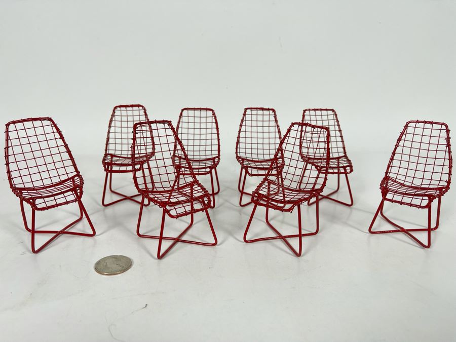 Set Of Eight Miniature Decorative Mid-Century Modern Metal Chairs [Photo 3]