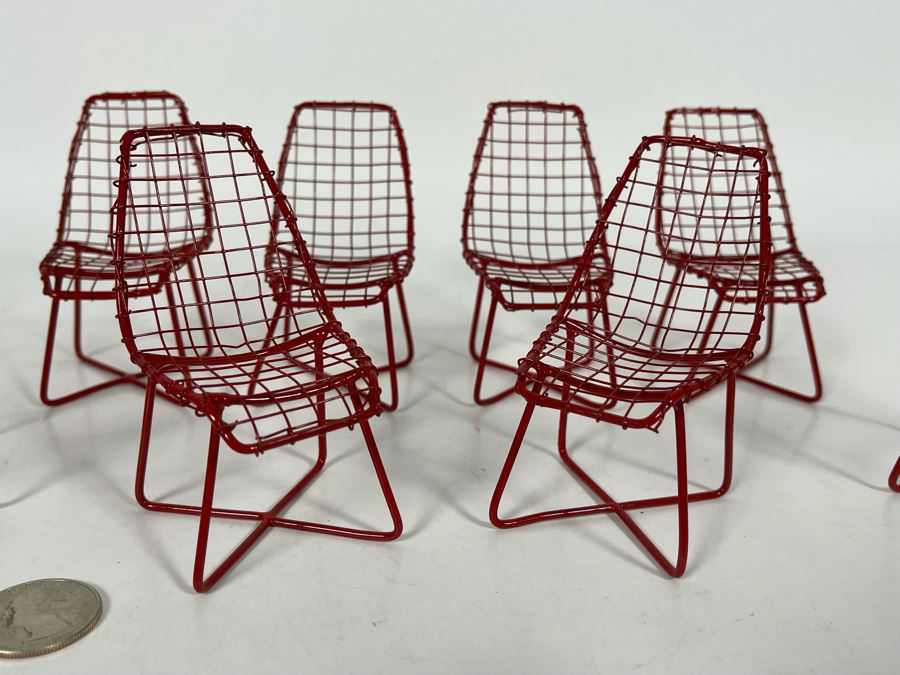 Set Of Eight Miniature Decorative Mid-Century Modern Metal Chairs [Photo 5]