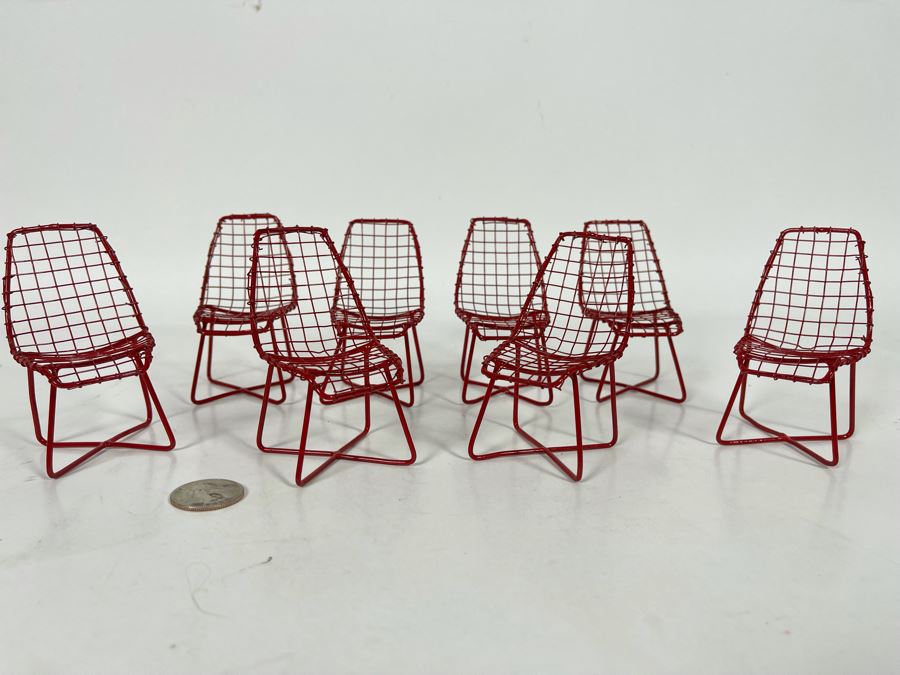 Set Of Eight Miniature Decorative Mid-Century Modern Metal Chairs [Photo 2]