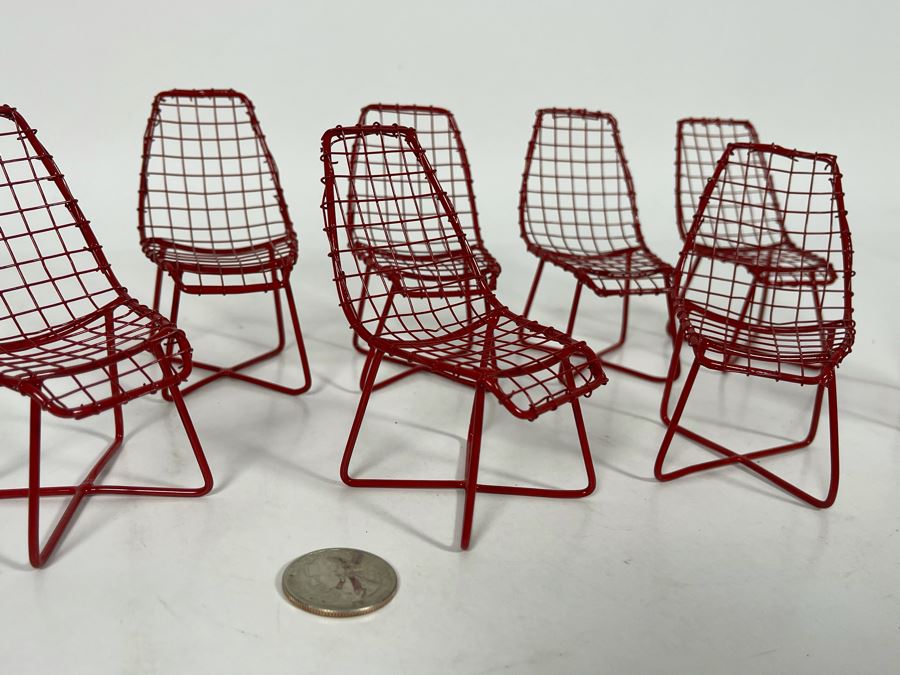 Set Of Eight Miniature Decorative Mid-Century Modern Metal Chairs [Photo 6]
