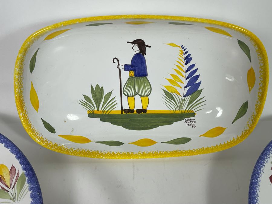 Collection Of Quimper France Pottery: Pitcher And Various Plates [Photo 13]