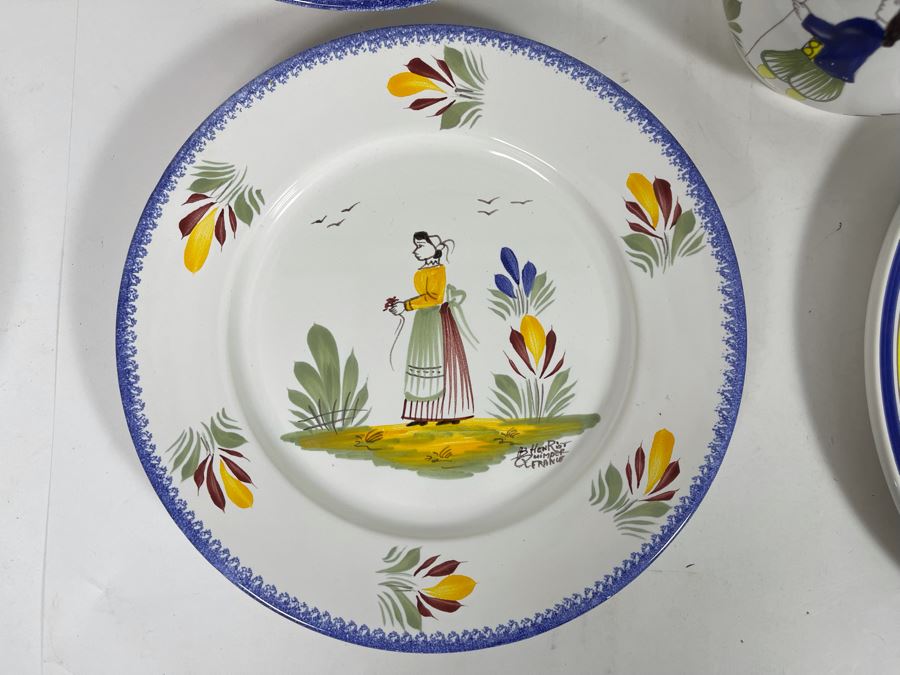 Collection Of Quimper France Pottery: Pitcher And Various Plates [Photo 5]