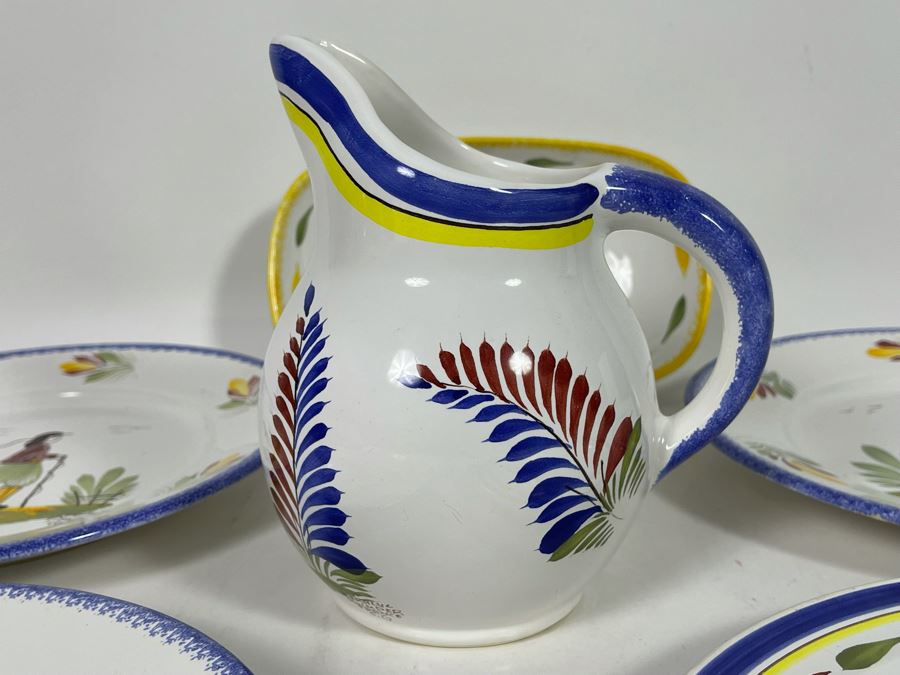 Collection Of Quimper France Pottery: Pitcher And Various Plates [Photo 17]
