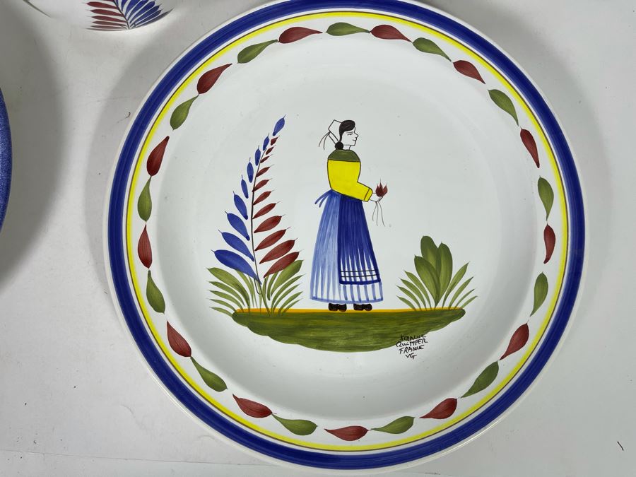 Collection Of Quimper France Pottery: Pitcher And Various Plates [Photo 8]