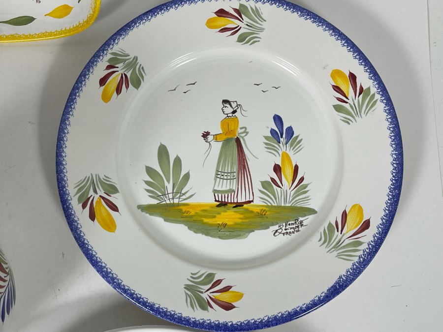 Collection Of Quimper France Pottery: Pitcher And Various Plates [Photo 10]