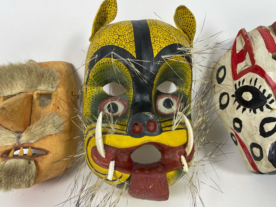 (3) Handmade Wooden Ethnic Masks [Photo 5]