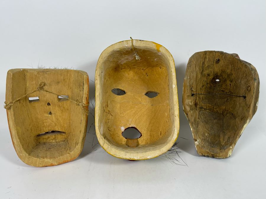 (3) Handmade Wooden Ethnic Masks [Photo 12]