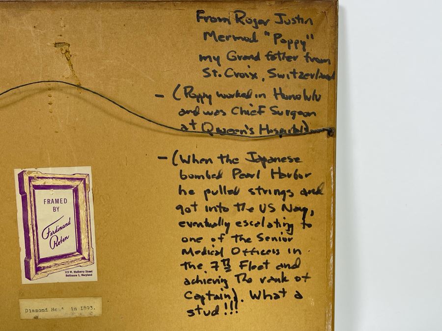 Original Painting Of Diamond Head Oahu Hawaii In 1893 By Roger Justin Mermod (1888-1986) 11 X 7.5 [Photo 9]