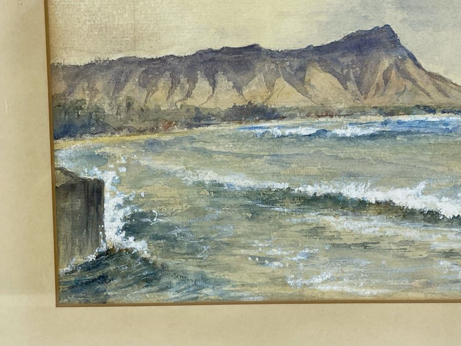 Original Painting Of Diamond Head Oahu Hawaii In 1893 By Roger Justin Mermod (1888-1986) 11 X 7.5 [Photo 4]