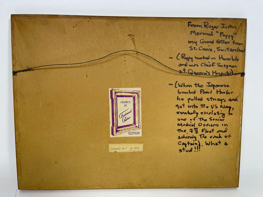 Original Painting Of Diamond Head Oahu Hawaii In 1893 By Roger Justin Mermod (1888-1986) 11 X 7.5 [Photo 7]