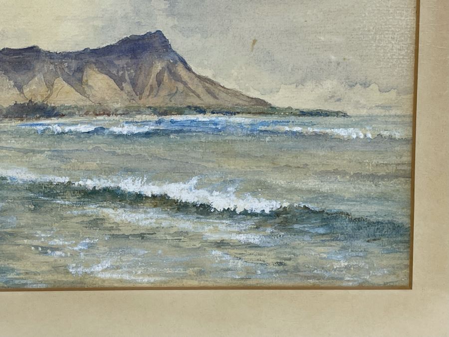 Original Painting Of Diamond Head Oahu Hawaii In 1893 By Roger Justin Mermod (1888-1986) 11 X 7.5 [Photo 5]