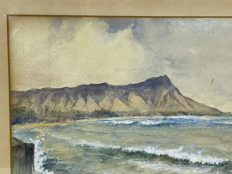 Original Painting Of Diamond Head Oahu Hawaii In 1893 By Roger Justin Mermod (1888-1986) 11 X 7.5 [Photo 6]