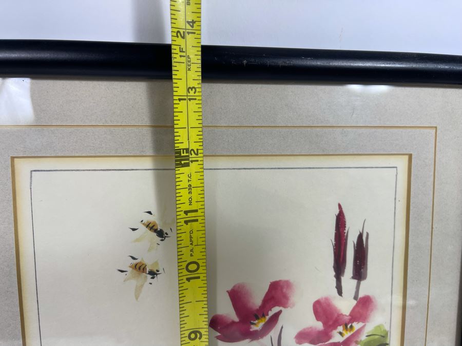 Original Signed Chinese Painting Featuring Bees Framed 7 X 12 [Photo 10]