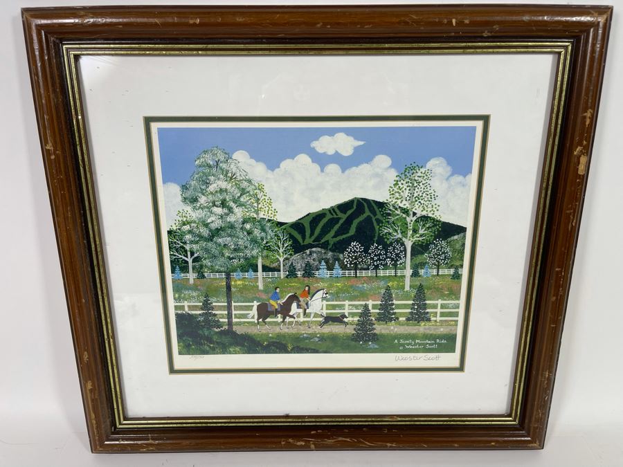Hand Signed Limited Edition Jane Wooster Scott Print Titled A Jaunty Mountain Ride Framed Print Measures 14.5 X 12.5 [Photo 2]