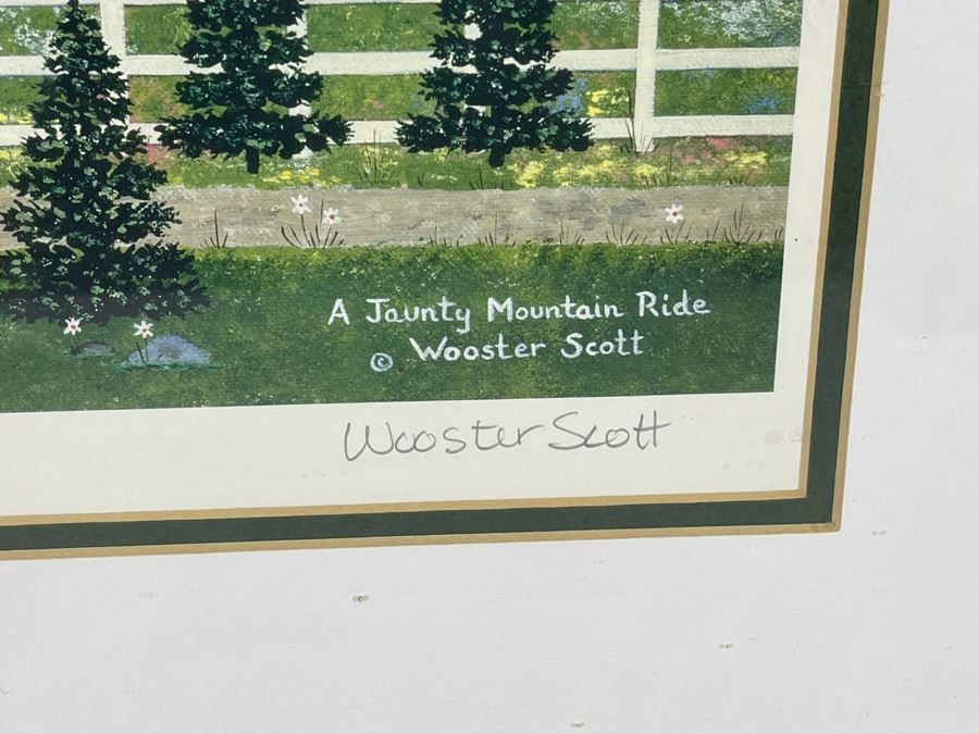 Hand Signed Limited Edition Jane Wooster Scott Print Titled A Jaunty Mountain Ride Framed Print Measures 14.5 X 12.5 [Photo 5]