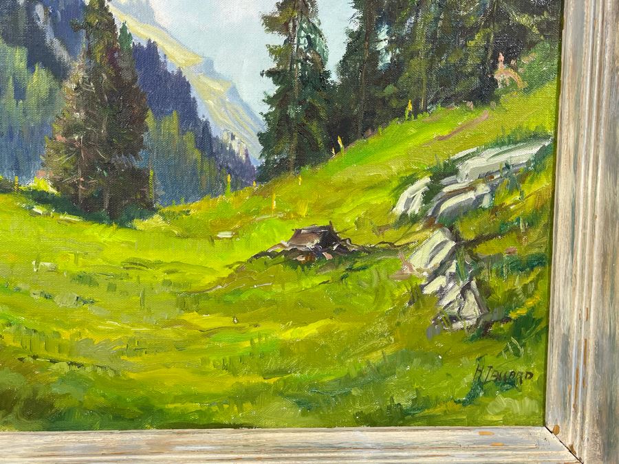 Original Oil Painting Of Le Chasseron St. Croix, Switzerland Signed 22 X 18 [Photo 5]