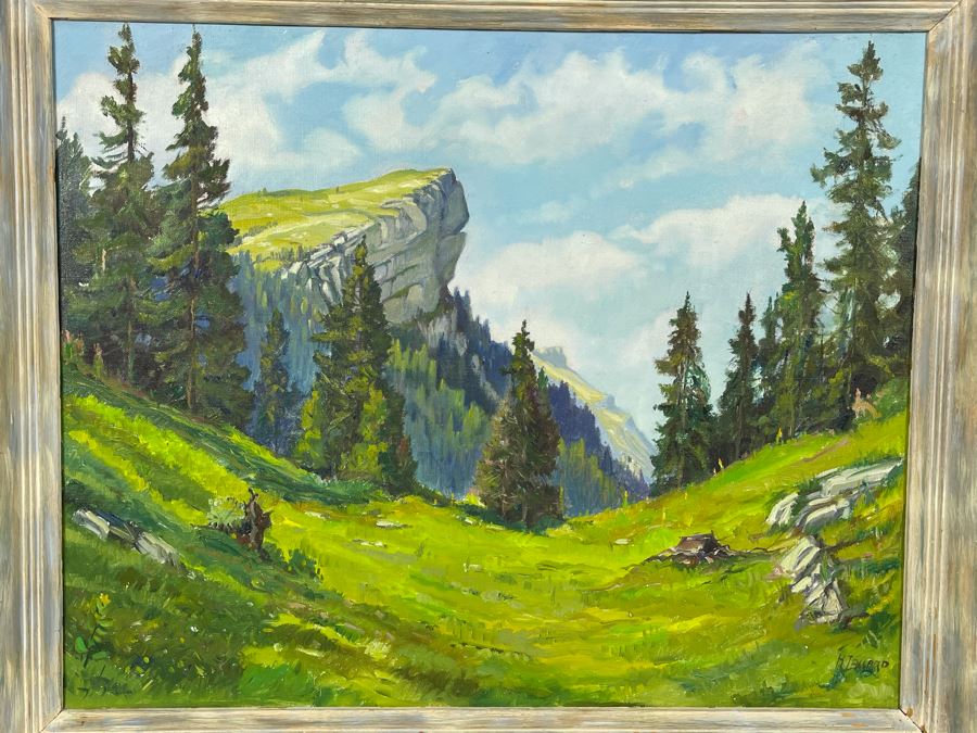 Original Oil Painting Of Le Chasseron St. Croix, Switzerland Signed 22 X 18 [Photo 1]