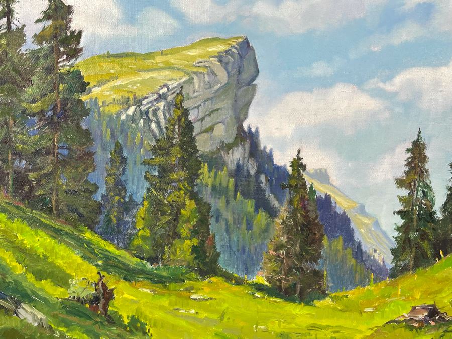Original Oil Painting Of Le Chasseron St. Croix, Switzerland Signed 22 X 18 [Photo 3]