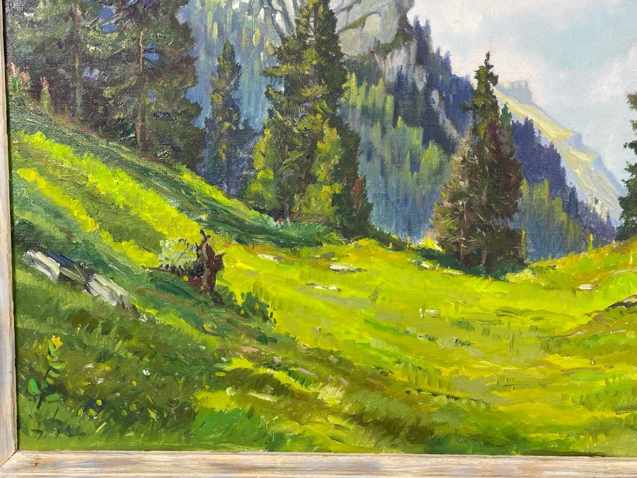 Original Oil Painting Of Le Chasseron St. Croix, Switzerland Signed 22 X 18 [Photo 4]
