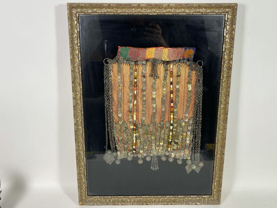 Vintage Arabic Bridal Face Mask From Jeddah, Saudi Arabia In Shadowbox Frame 23 X 31 [Photo 2]