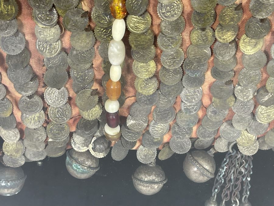 Vintage Arabic Bridal Face Mask From Jeddah, Saudi Arabia In Shadowbox Frame 23 X 31 [Photo 22]