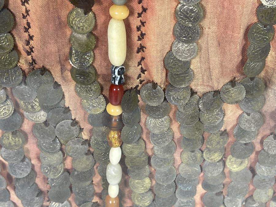 Vintage Arabic Bridal Face Mask From Jeddah, Saudi Arabia In Shadowbox Frame 23 X 31 [Photo 21]