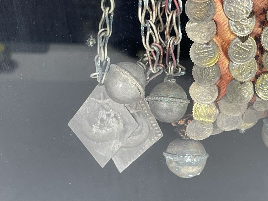 Vintage Arabic Bridal Face Mask From Jeddah, Saudi Arabia In Shadowbox Frame 23 X 31 [Photo 16]