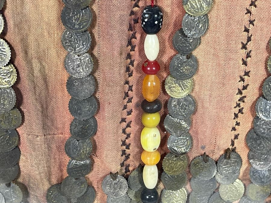 Vintage Arabic Bridal Face Mask From Jeddah, Saudi Arabia In Shadowbox Frame 23 X 31 [Photo 12]