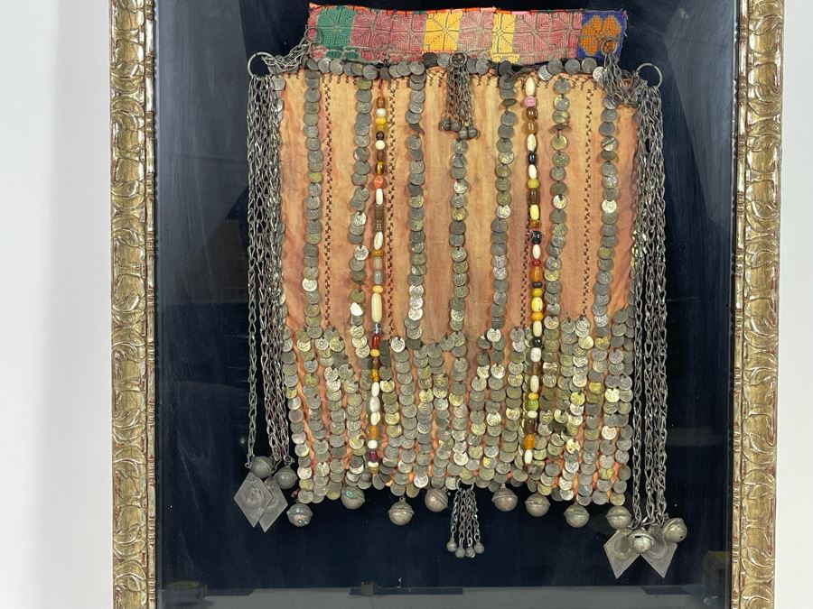 Vintage Arabic Bridal Face Mask From Jeddah, Saudi Arabia In Shadowbox Frame 23 X 31 [Photo 4]