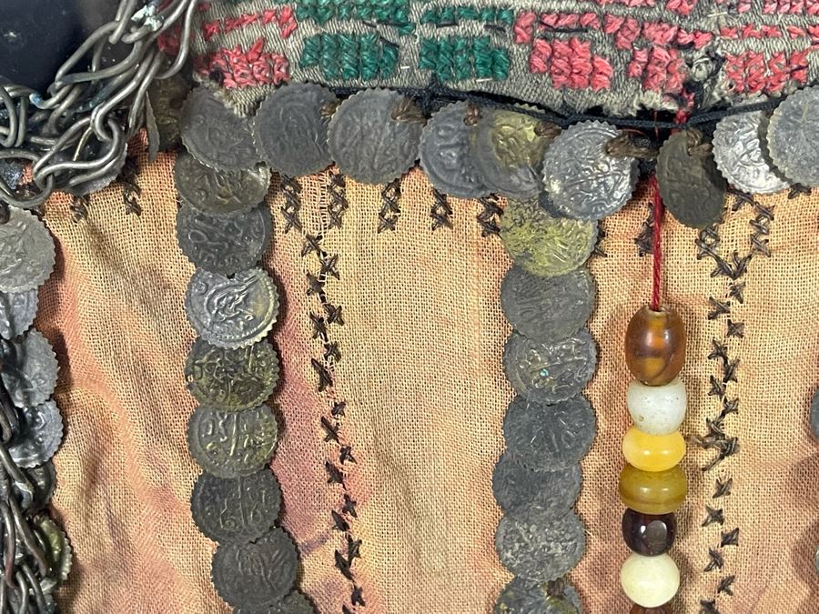 Vintage Arabic Bridal Face Mask From Jeddah, Saudi Arabia In Shadowbox Frame 23 X 31 [Photo 8]