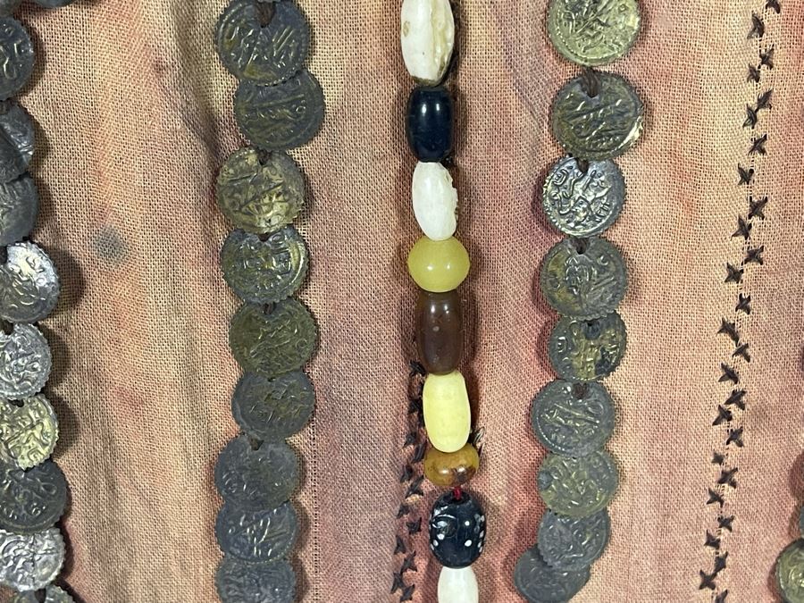 Vintage Arabic Bridal Face Mask From Jeddah, Saudi Arabia In Shadowbox Frame 23 X 31 [Photo 11]