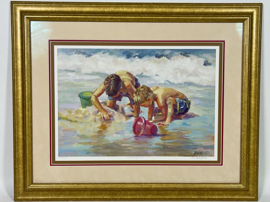 Signed Lucelle Raad Limited Edition Print Titled Clam Digging Framed Print Measures 16.5 X 12 [Photo 2]