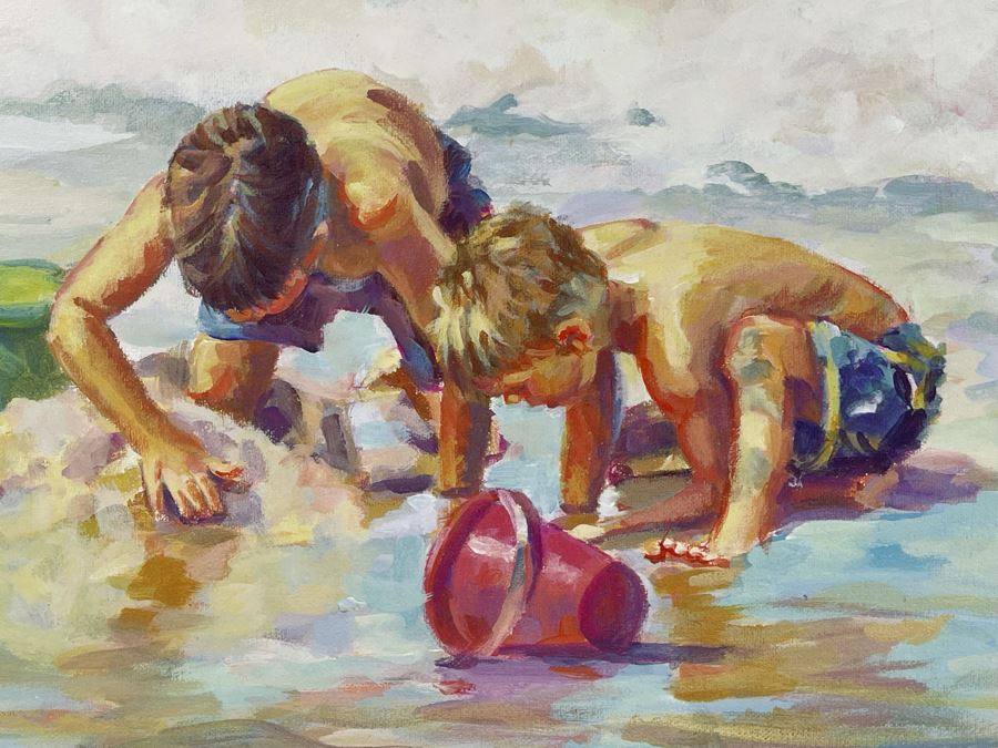 Signed Lucelle Raad Limited Edition Print Titled Clam Digging Framed Print Measures 16.5 X 12 [Photo 3]