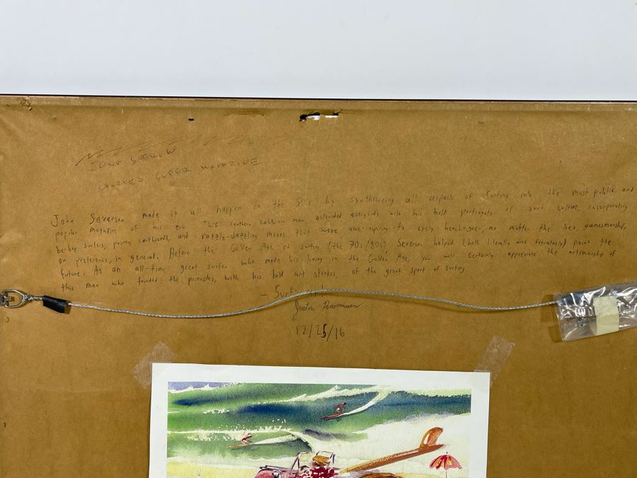 Original John Severson (Founder Of SURFER Magazine) Watercolor Surf Culture Painting Framed 15 X 11 [Photo 9]