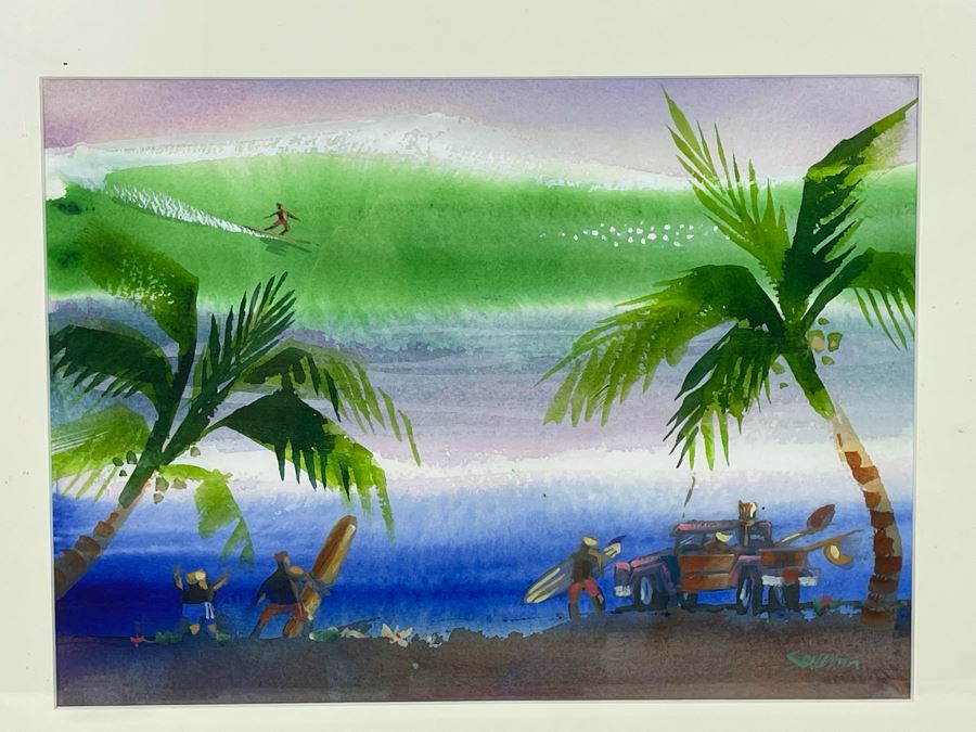 Original John Severson (Founder Of SURFER Magazine) Watercolor Surf Culture Painting Framed 15 X 11 [Photo 1]