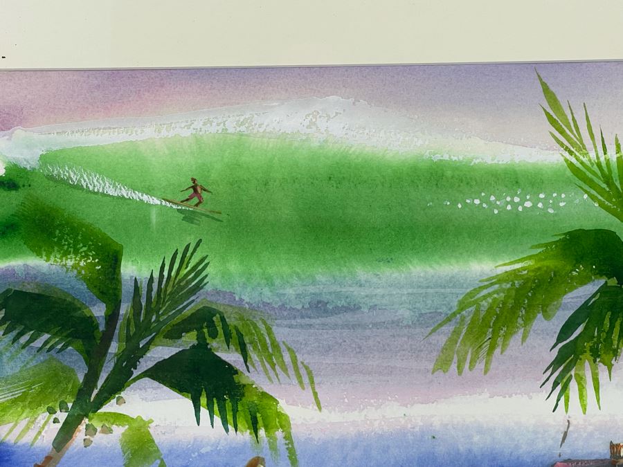 Original John Severson (Founder Of SURFER Magazine) Watercolor Surf Culture Painting Framed 15 X 11 [Photo 4]
