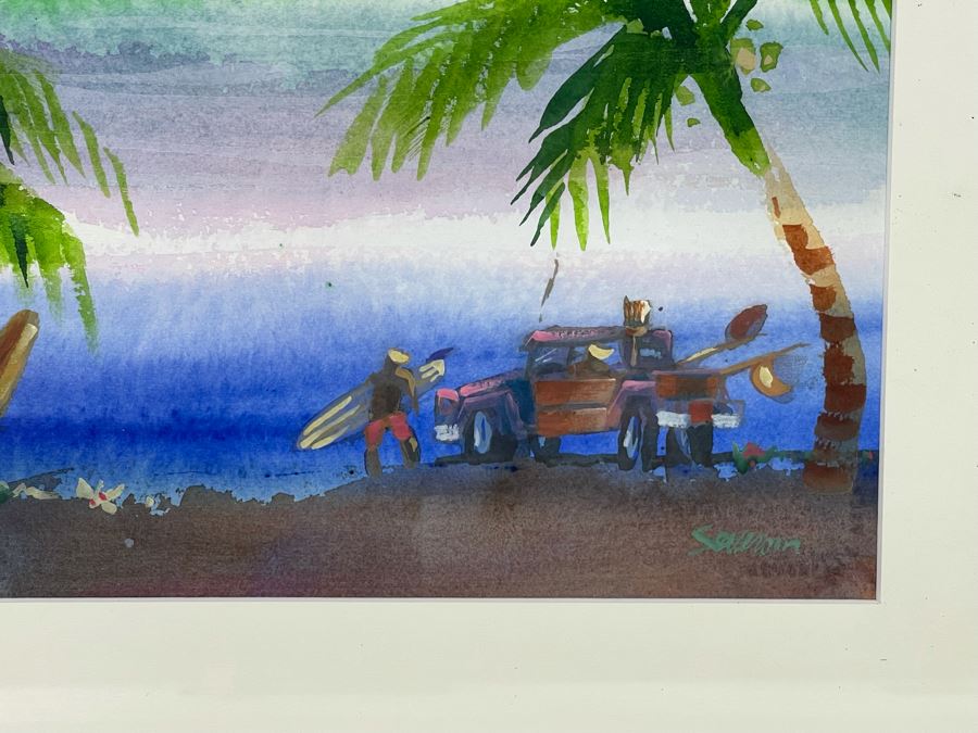 Original John Severson (Founder Of SURFER Magazine) Watercolor Surf Culture Painting Framed 15 X 11 [Photo 6]
