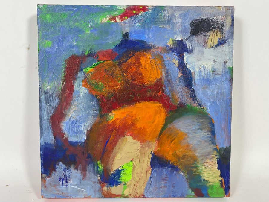 Original Unsigned Abstract Painting On Canvas 12 X 12 [Photo 2]