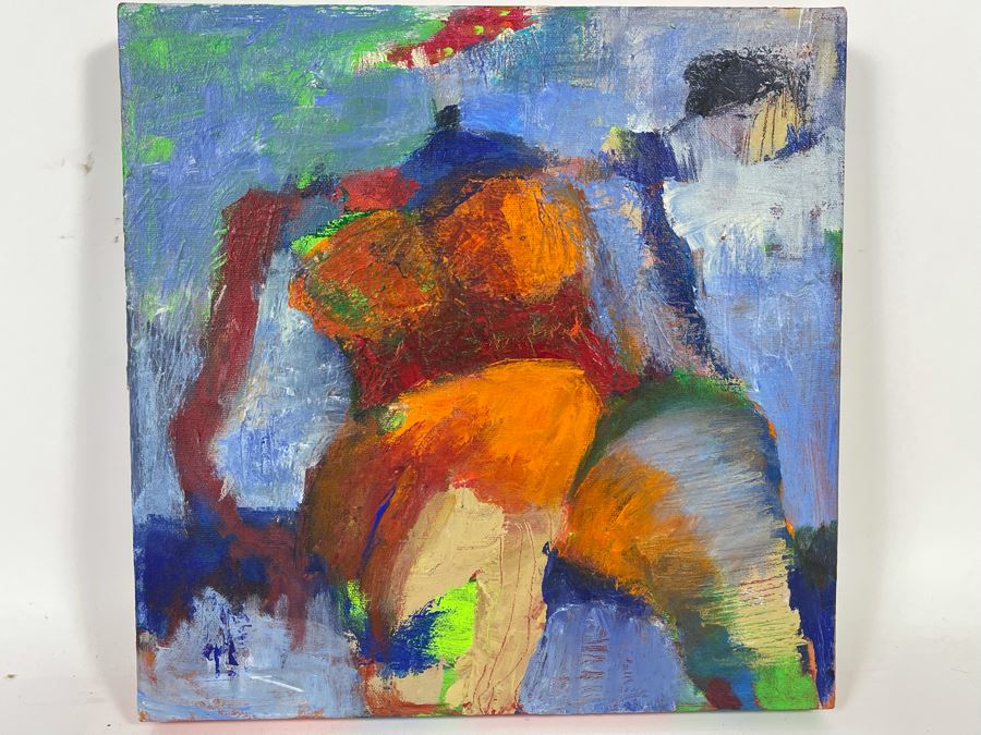 Original Unsigned Abstract Painting On Canvas 12 X 12 [Photo 3]